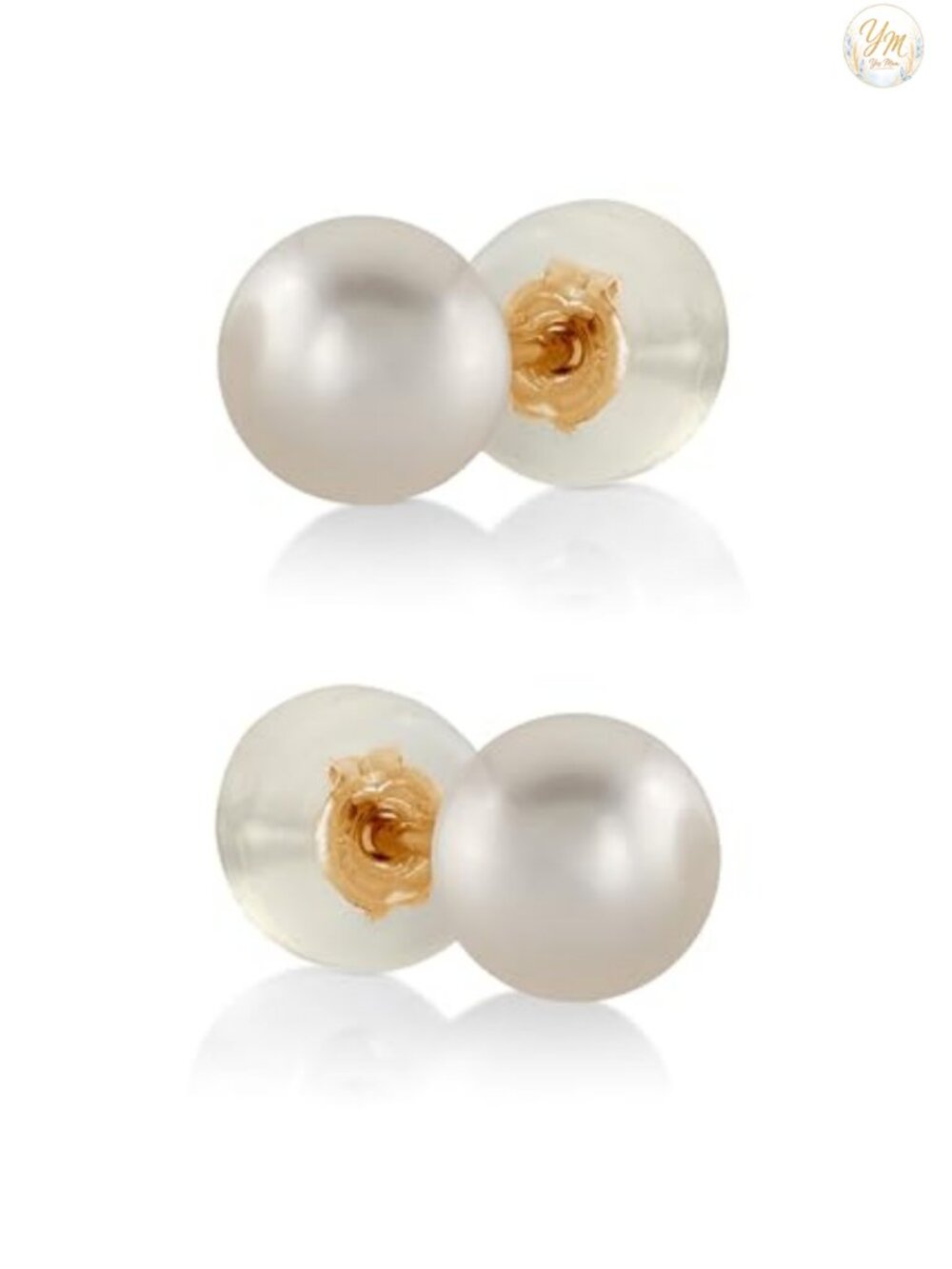 Real Akoya Pearl Stud Earrings 14K Yellow Gold Hypoallergenic Fine Jewelry